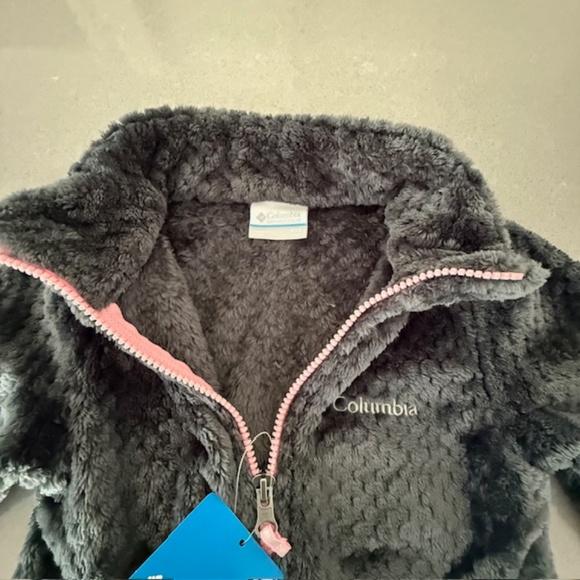 NWT Columbia Girls' CXS Fire Side Sherpa Full Zip Gray & Pink New 100% Polyester - Picture 5 of 9